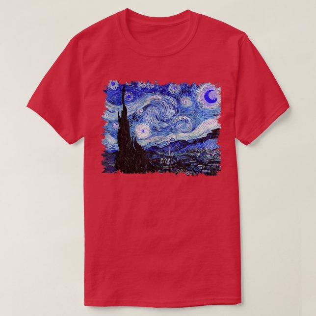 Famous Classic Art The Starry Night Remi Van Gogh  T-Shirt (Design Front)