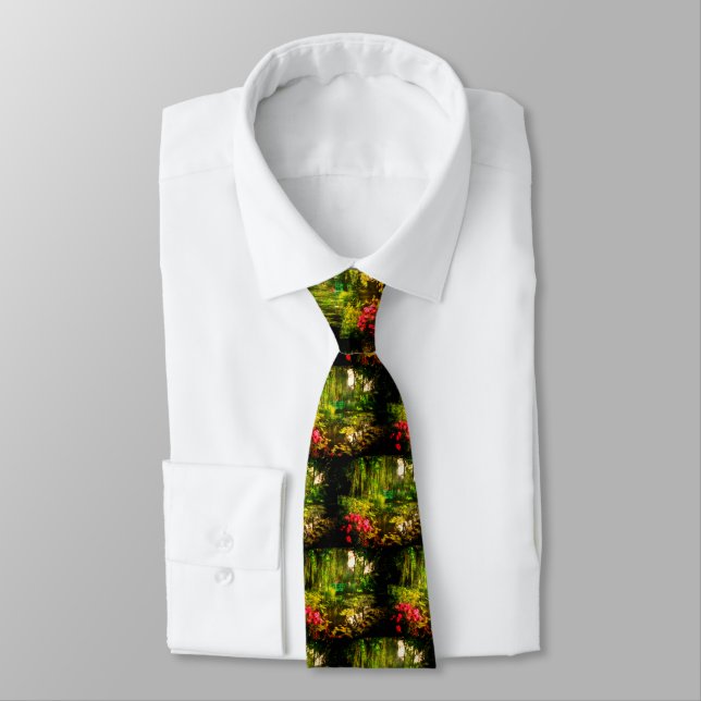 Famous Claude Monet Giverny Pond Lilies Neck Tie (Tied)