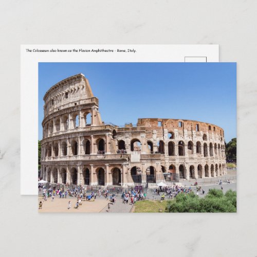 Famous Colosseum in Rome Italy Postcard