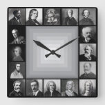 Famous Composers Black And White Portraits Square Wall Clock at Zazzle