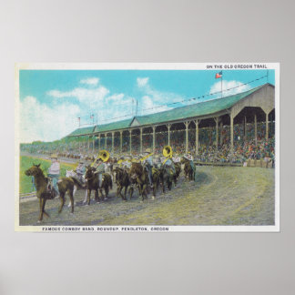 Famous Cowboy Band at the Round-Up Poster