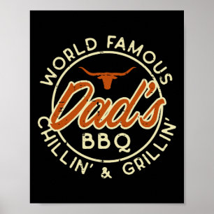 Famous Dads Bbq Grillin Barbecue Fathers Day Papa Poster