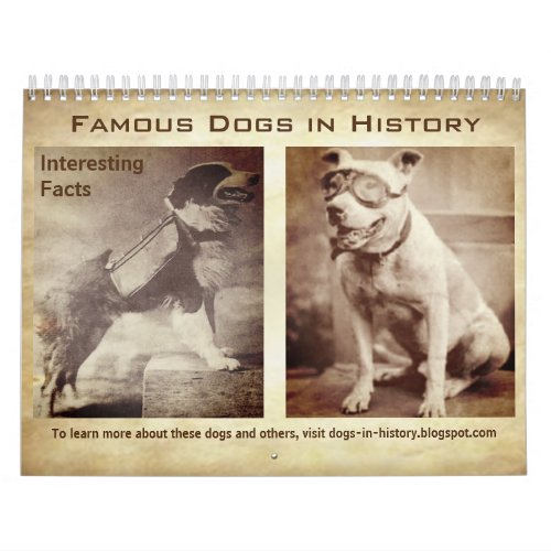 Famous Dogs in History with Facts Wall Calendar