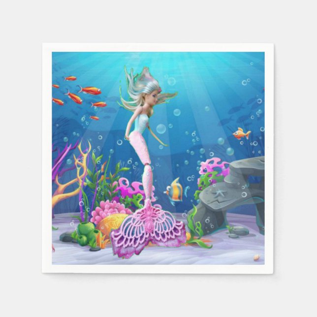 Famous doll dressed as a Mermaid Napkins (Front)