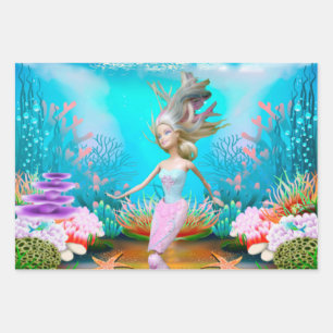 Famous Doll dressed as a Mermaid Wrapping Paper Sheets