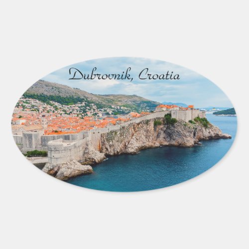 Famous Dubrovnik Old Town roofs  walls _ Croatia Oval Sticker