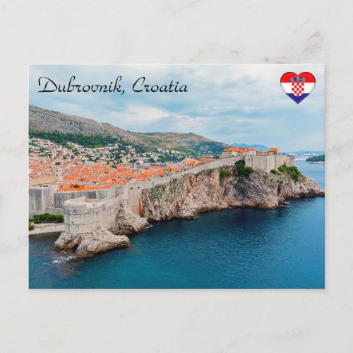 Famous Dubrovnik Old Town roofs  walls _ Croatia Postcard