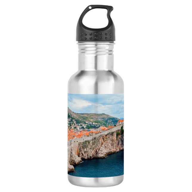 Famous Dubrovnik Old Town roofs & walls - Croatia Stainless Steel Water Bottle (Front)