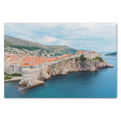 Famous Dubrovnik Old Town roofs  walls _ Croatia  Tissue Paper
