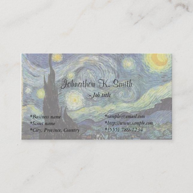 Famous fine art  Starry Night Business Card (Front)