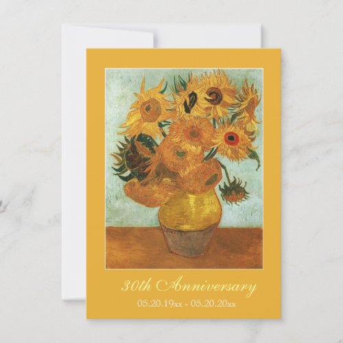 Famous fine art twelve sunflowers anniversary invitation