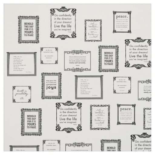Famous Framed Quotes Print Pattern Fabric