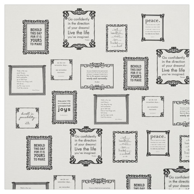 Famous Framed Quotes Print Pattern Fabric (Swatch)