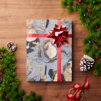 Famous Heroes of the Kabuki Stage Played by Frogs Wrapping Paper