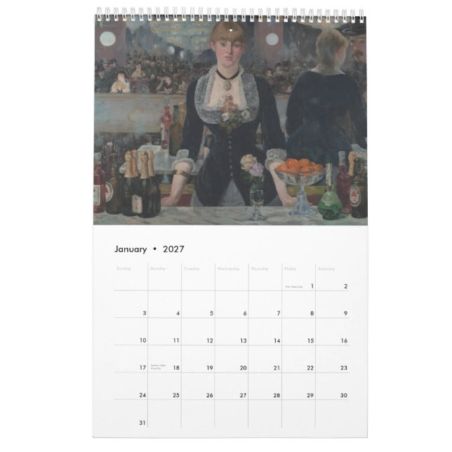 Famous Impressionist Paintings Calendar (Jan 2027)
