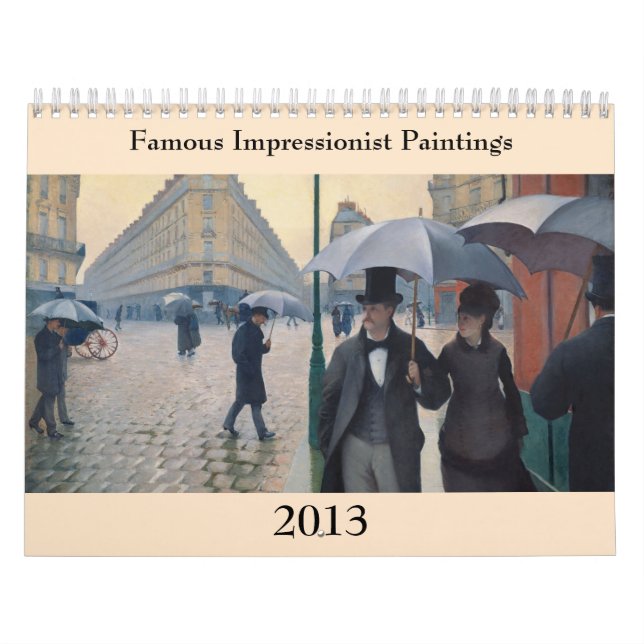 Famous Impressionist Paintings ~ Changes to 2018 Calendar (Cover)