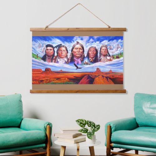 Famous Indian Chiefs Art Painting Native Americans Hanging Tapestry