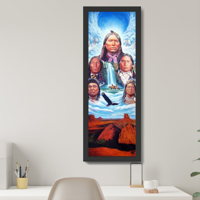 Famous Indian Chiefs Native Americans Painting Framed Art (Home Office)