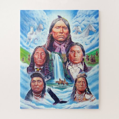 Famous Indian Chiefs Native Americans Painting Jigsaw Puzzle