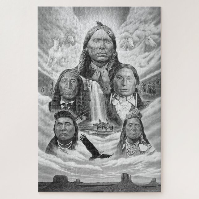 Famous Indian Chiefs Native Americans Painting Jigsaw Puzzle (Vertical)