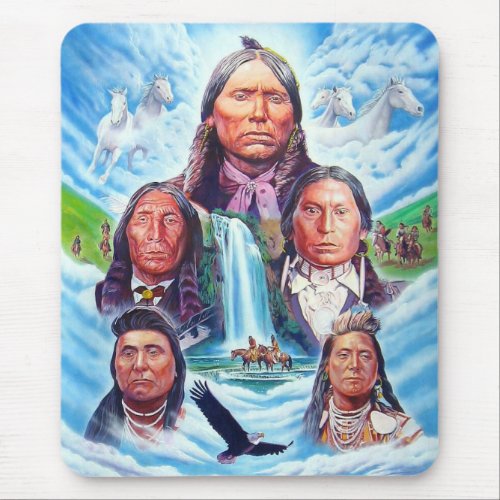 Famous Indian Chiefs Native Americans Painting Mouse Pad