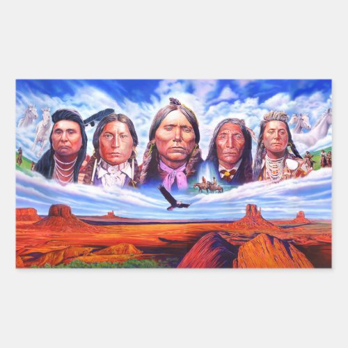 Famous Indian Chiefs Native Americans Painting Rectangular Sticker