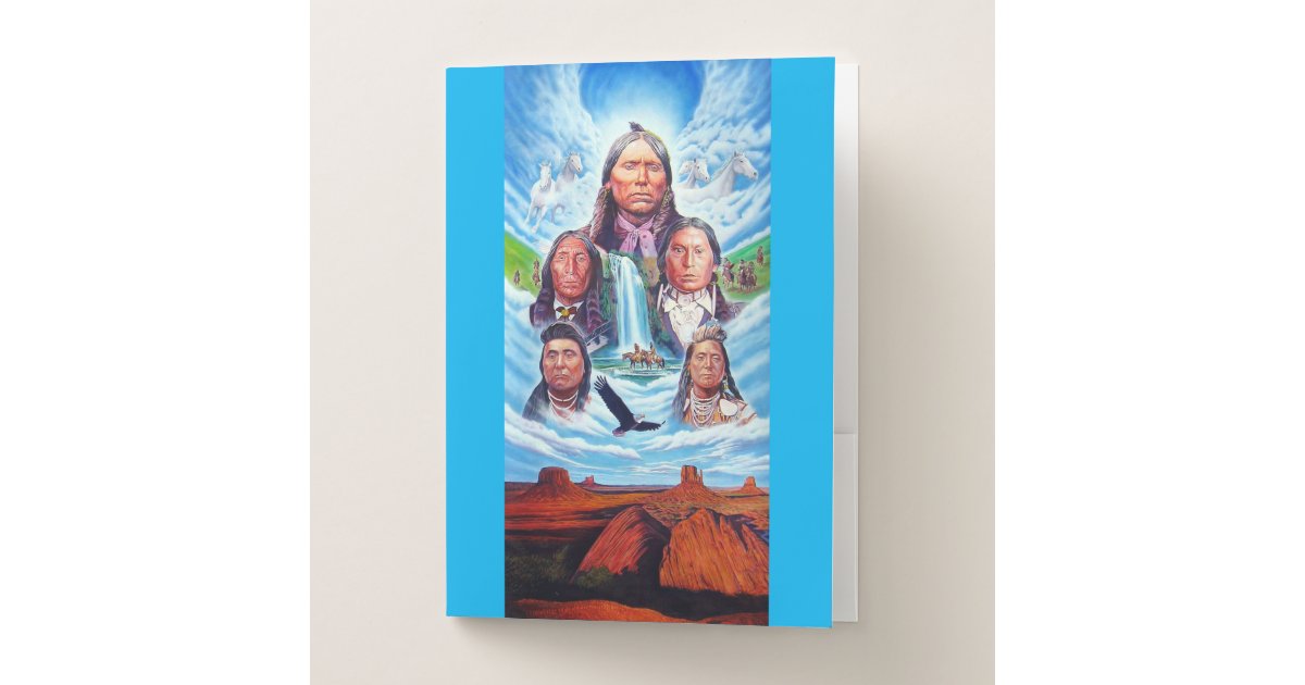 Native Folder Design Famous Indian Chiefs Native Americans Template Pocket Folder | Zazzle