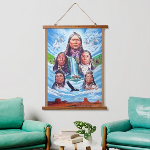 Famous Indian Chiefs Native Americans Vertical Hanging Tapestry