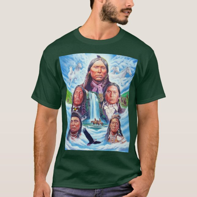 Famous Indian Chiefs Painting Mens Deep Forest T-Shirt (Front)