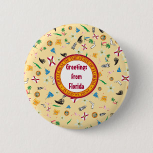 Famous Items of Florida- the sunshine state Pinback Button
