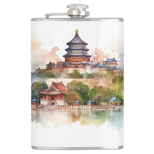 Famous landmarks design flask (Front)