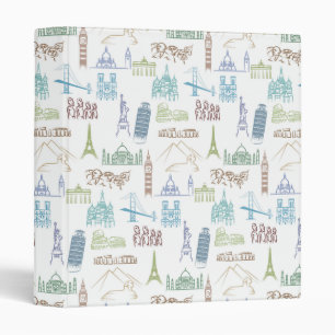 Famous Landmarks Pattern 3 Ring Binder
