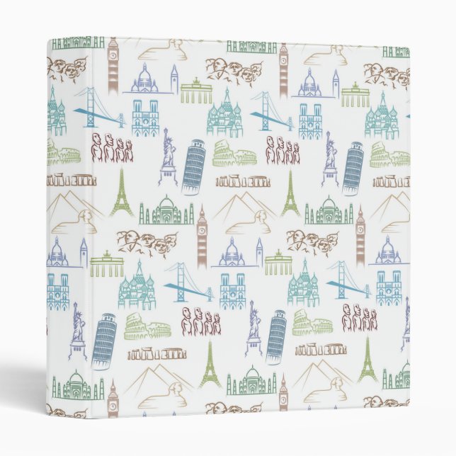 Famous Landmarks Pattern 3 Ring Binder (Front/Spine)