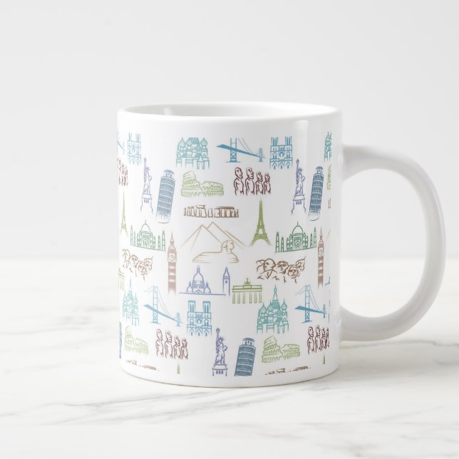 Famous Landmarks Pattern Giant Coffee Mug (Right)