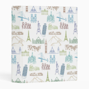 Famous Landmarks Pattern Mini Binder