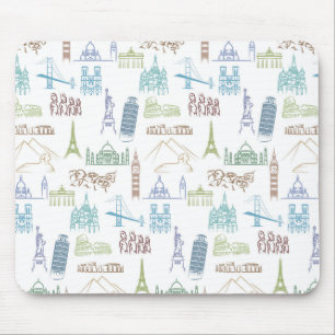 Famous Landmarks Pattern Mouse Pad