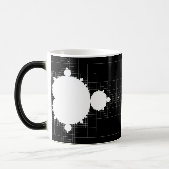 Famous Mandelbrot set white on black Coffee Mug (Left)