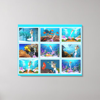 Famous Mermaid Collage. Canvas Print