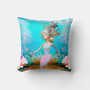 Famous Mermaid Throw Pillow
