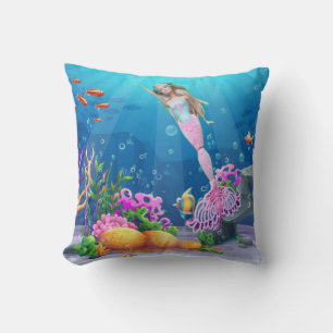 Famous Mermaid Throw Pillow