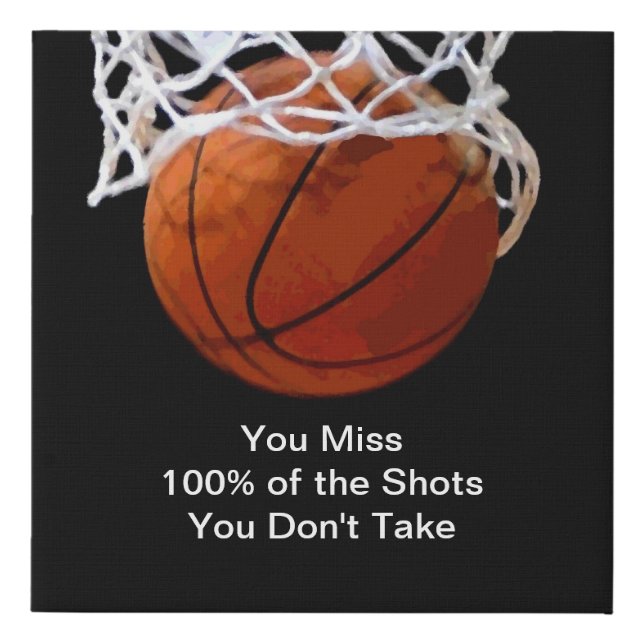 Famous Motivational Quote Basketball Faux Canvas Print (Front)