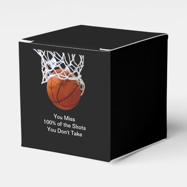 Famous Motivational Quote Basketball Favor Boxes (Front Side)