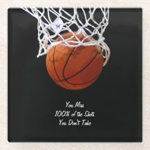 Famous Motivational Quote Basketball Glass Coaster