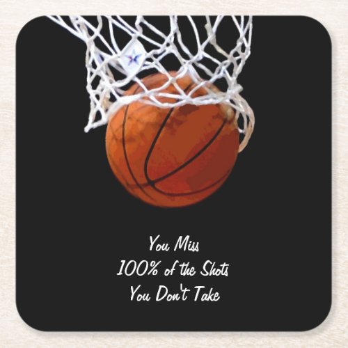 Famous Motivational Quote Basketball Square Paper Coaster