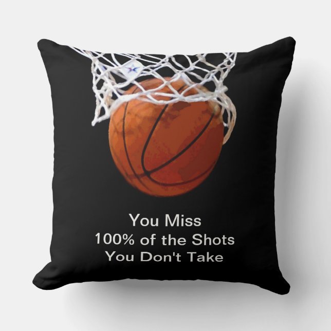 Famous Motivational Quote Basketball Throw Pillow (Front)