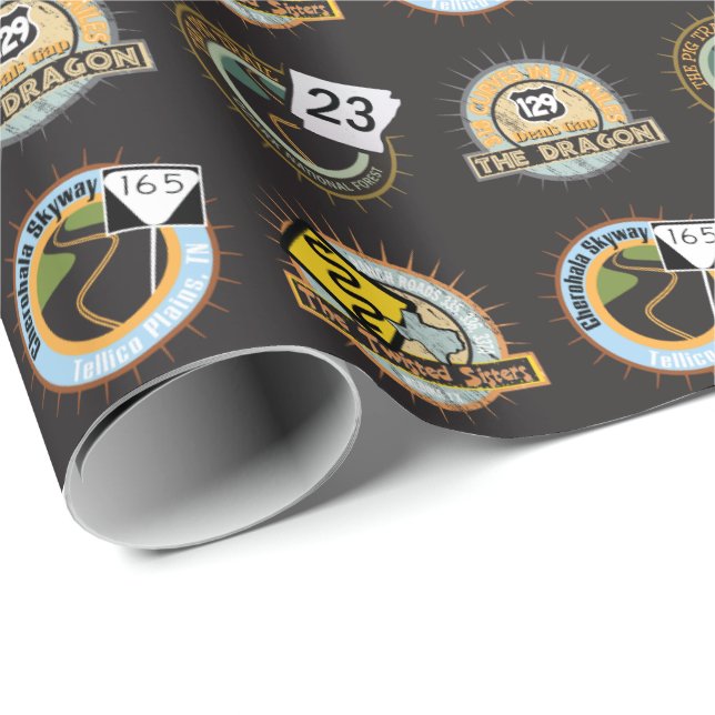 Famous Motorcycle Roads Highways Wrapping Paper (Roll Corner)