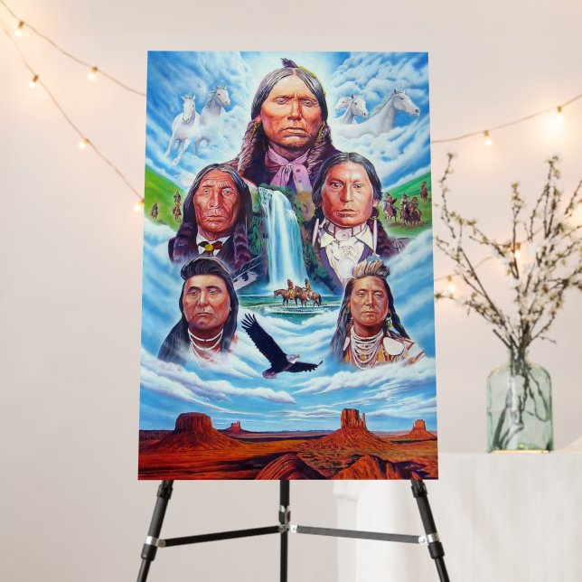 Famous Native Americans Brush Airbrush Painting Foam Board (In Situ (Stand))