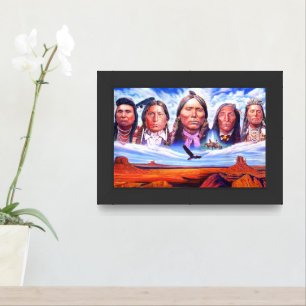 Famous Native Americans Illustration Black Wood Framed Art