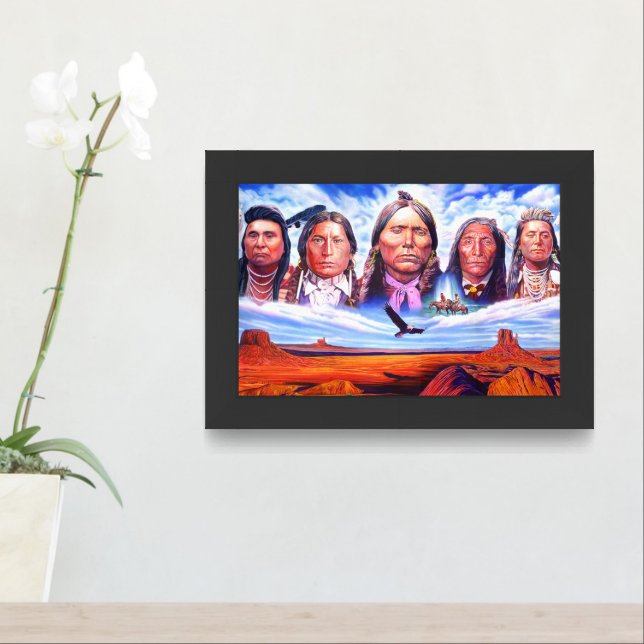 Famous Native Americans Illustration Black Wood Framed Art (Entryway)