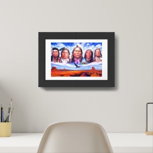 Famous Native Americans Illustration Black Wood Framed Art